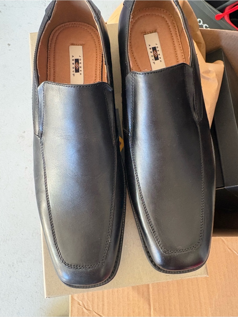 Joseph Abboud Black Leather Slip-On Loafers size 10.5 NWT